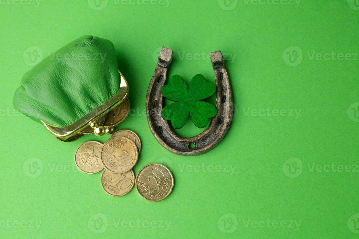 St. Patrick's Day Celebration, Festive Irish Holiday with Green Background, Concept of Shamrock Tradition in March Festival photo