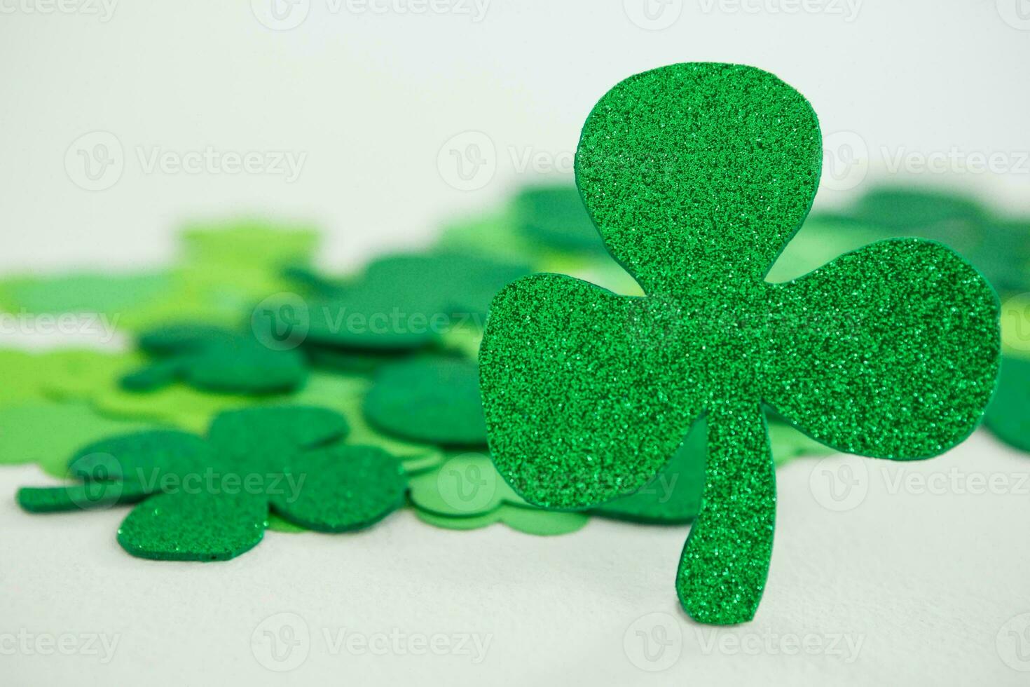 St. Patrick's Day Celebration, Festive Irish Holiday with Green Background, Concept of Shamrock Tradition in March Festival photo