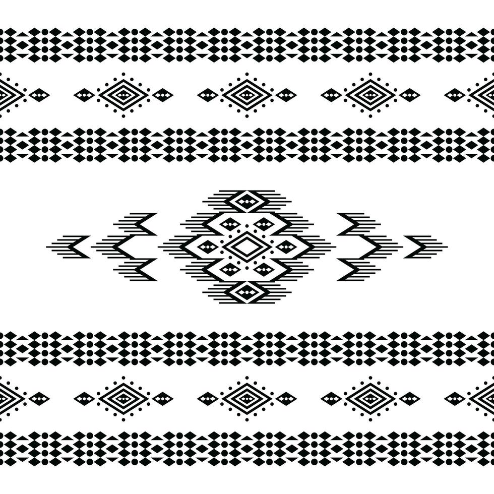 Tribal ornament design with seamless geometric pattern. Ethnic Aztec and Navajo styles design for textile and decoration. Black and white colors. photo