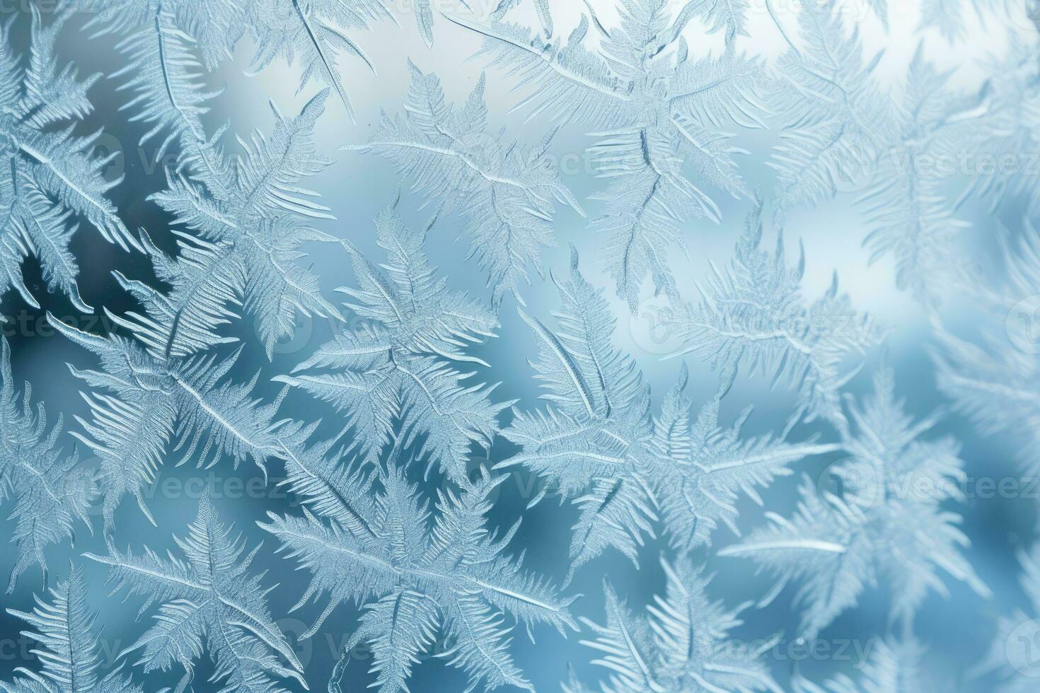 AI Generated Seasonal frosty abstract pattern textured glass snow frosted blue macro background photo
