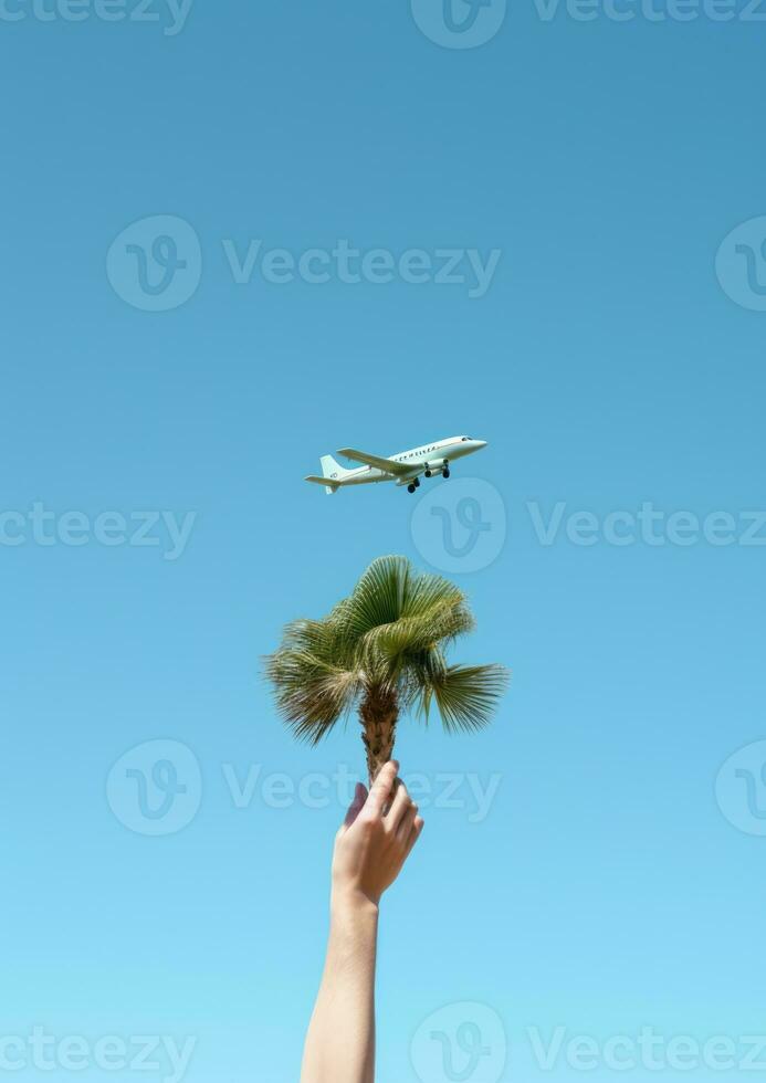 ai generado cielo aire azul transporte aeronave avión alas vacaciones alto avión aviación foto