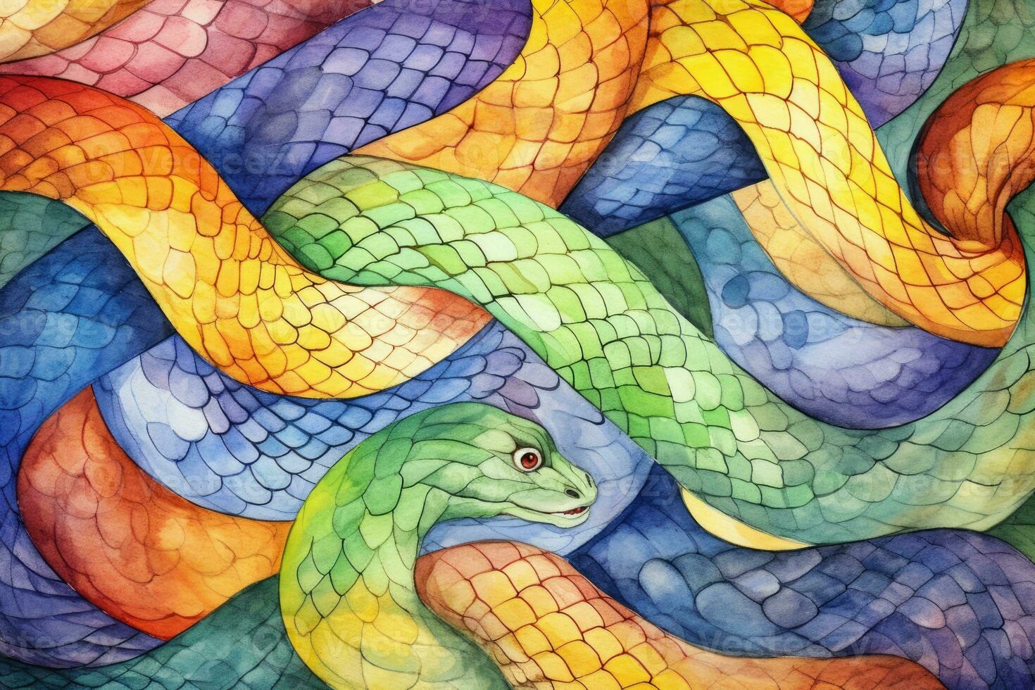 AI Generated Closeup zoo tropical constrictor python skin tree pattern dangerous boa predator photo