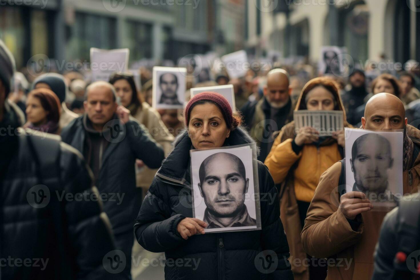 AI Generated Demonstration solidarity news police group rally freedom against protest people photo