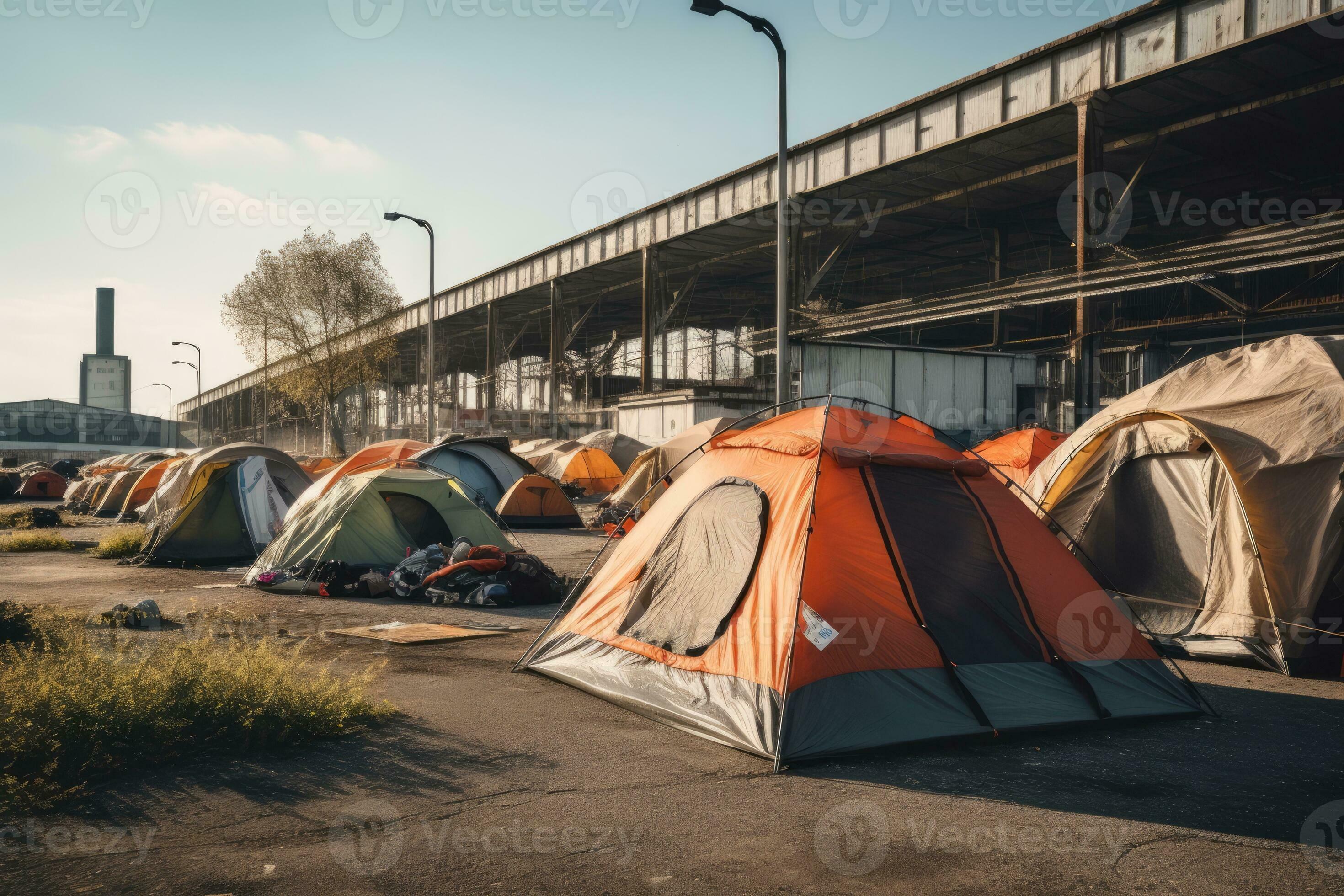 AI Generated Travel unhealthy leisure illegal protest camp shelter tent