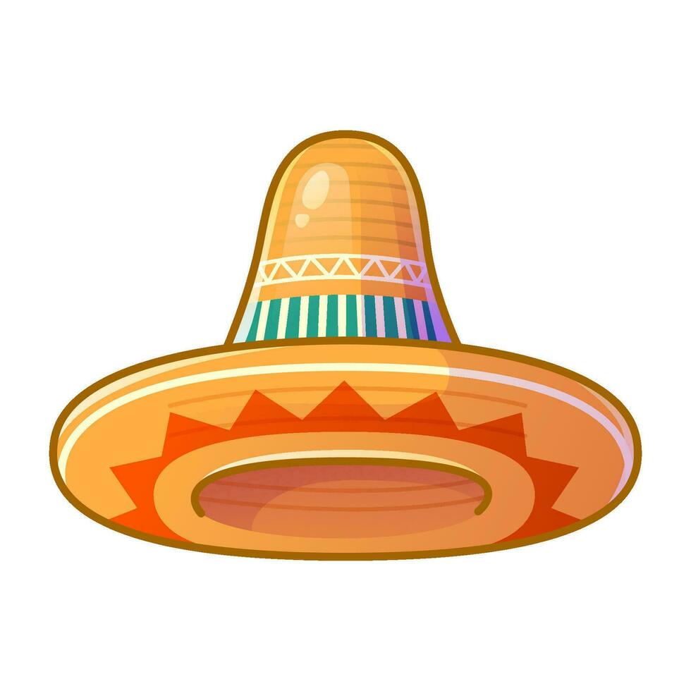 Traditional Mexican wide brimmed sombrero hat isolated on a white background. vector