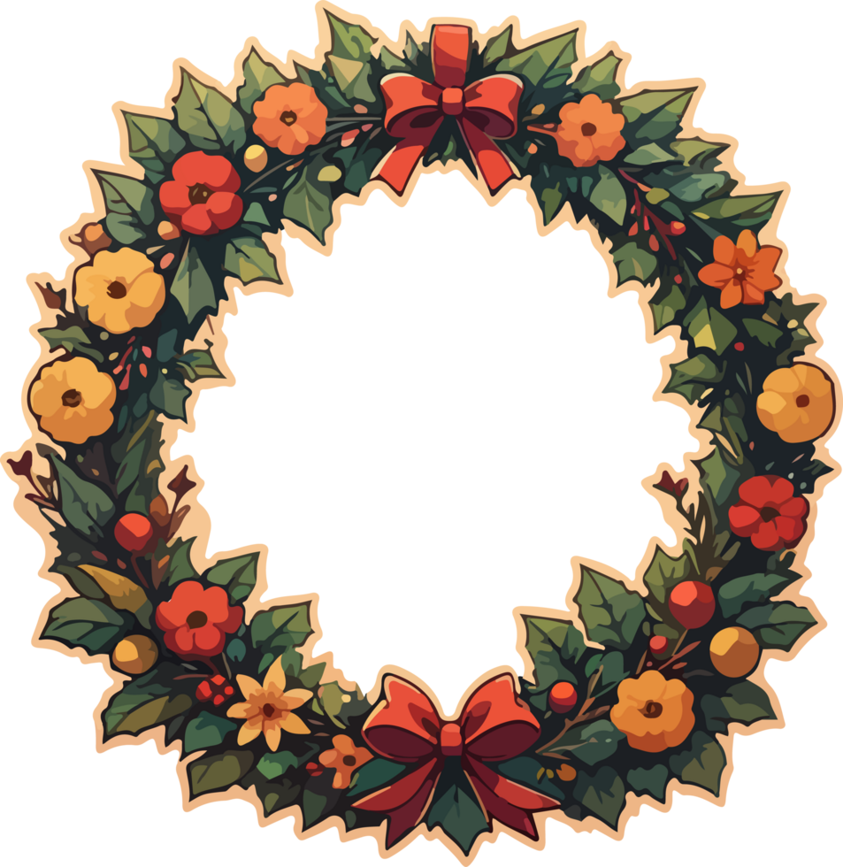 AI generated Christmas Wreath Decoration PNG