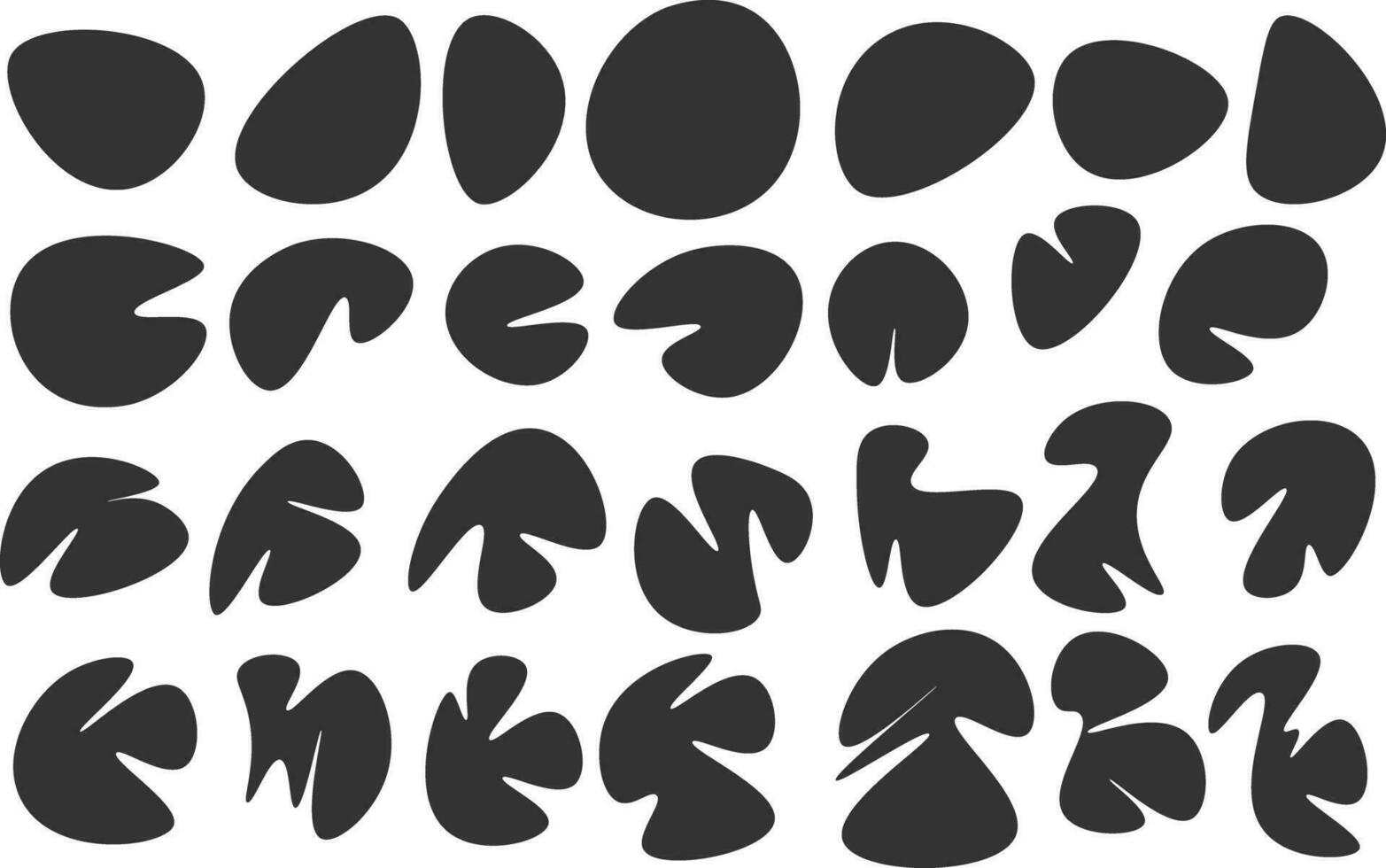 Set of dynamic blob shape, blotch, organic irregular blot collection, fluid liquid random form. Vector illustration