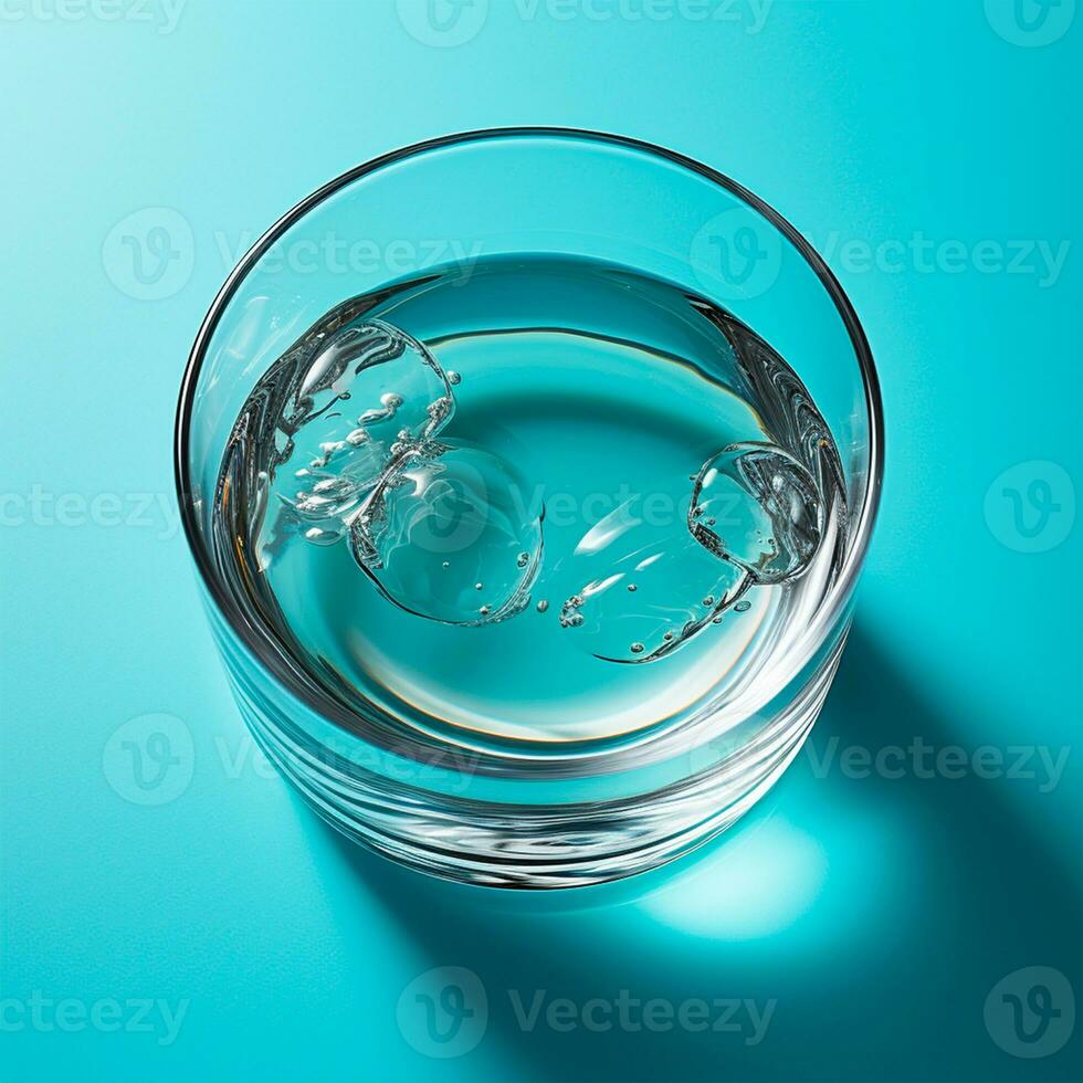 AI generated Glass of water on the table, pastel isolated background - AI generated image photo