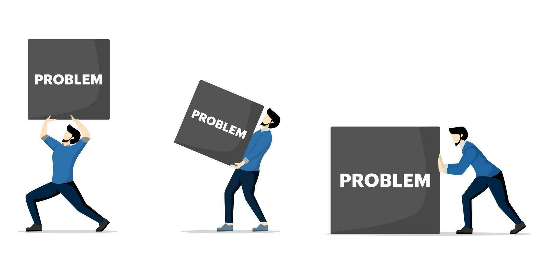 problem solving concept. a person's stages in solving a problem. This design is suitable for presentations, posters, motivation, problem solving illustrations, problem process flows and much more. vector