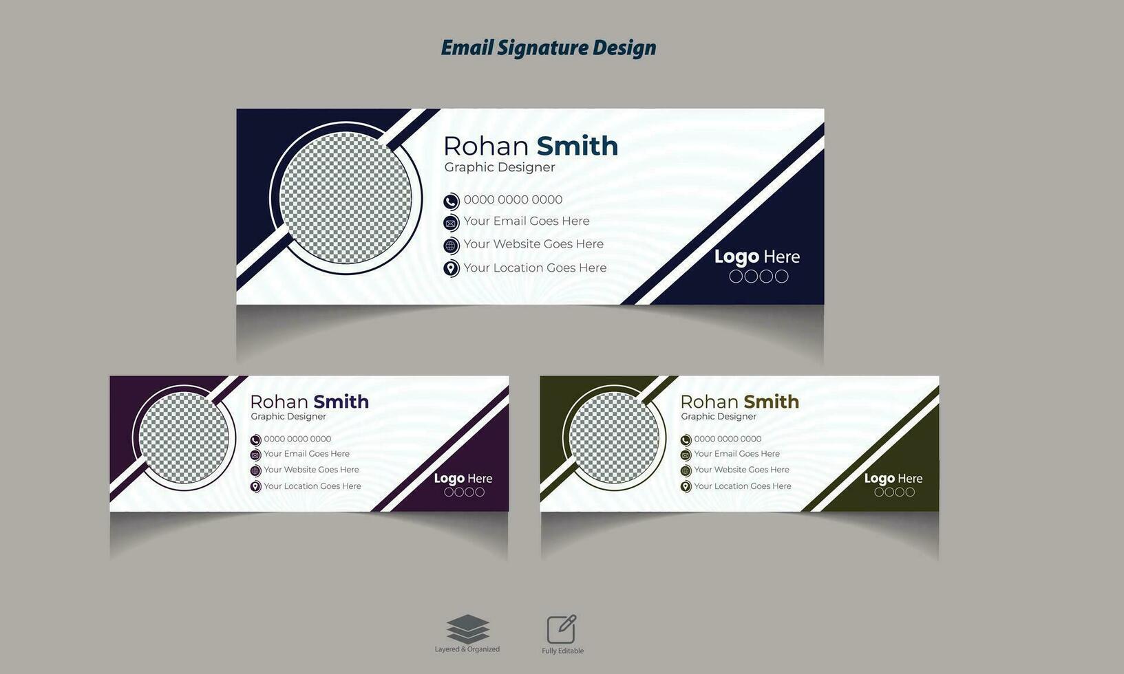 Minimalist email signature template design or email footer and personal social media cover vector