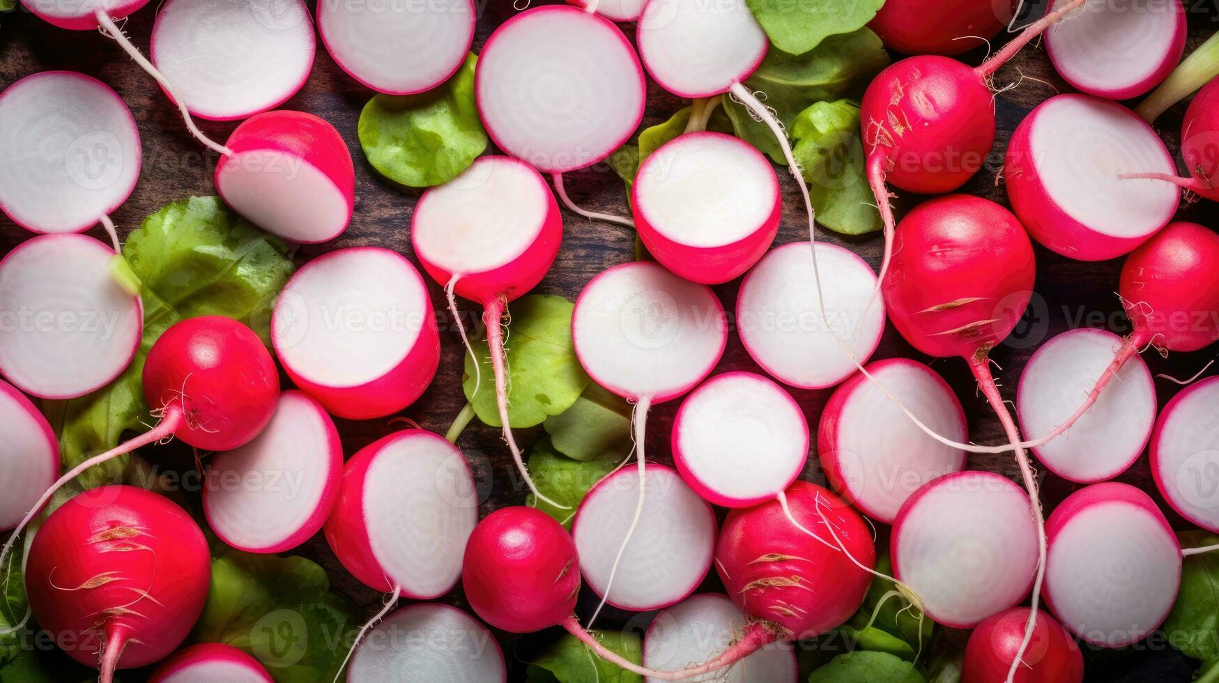 ai generado rojo vegano Fresco crudo comida raíz frescura naturaleza verde vegetariano dieta rábano agricultura foto