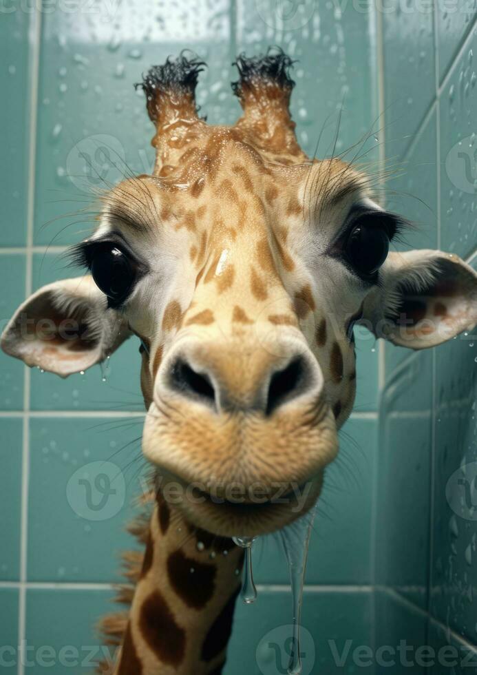 AI Generated Neck wildlife africa head long wild nature mammal zoo herbivore giraffe animals photo