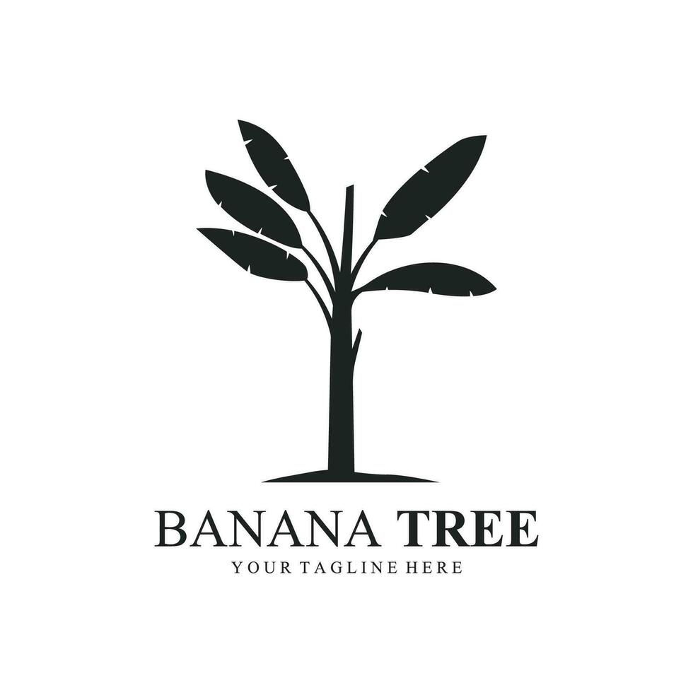 Banana Tree Silhouette Vector Simple Logo Template.