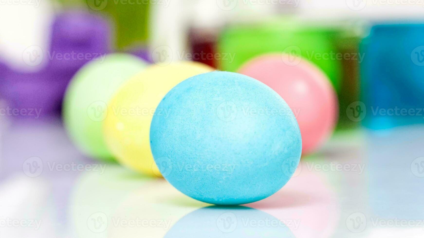 Colourful Easter Eggs. Vibrant, Festive Holiday Decorations Symbolizing Spring Celebration and Traditional Ornate Designs photo