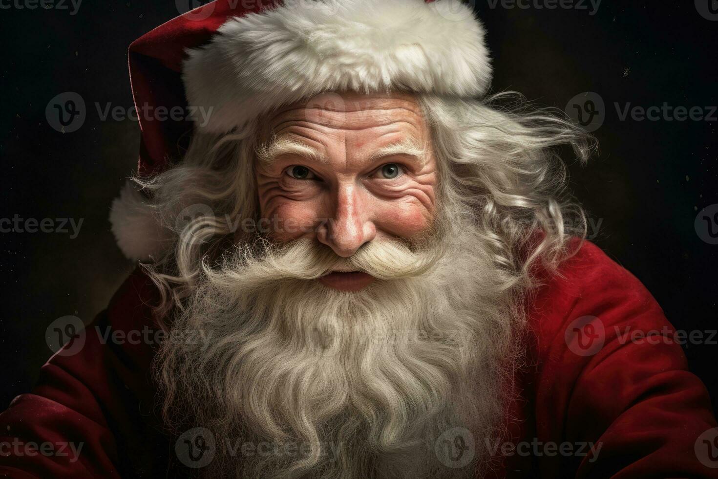 AI Generated December celebration face portrait red seasonal beard costume men santa tradition photo