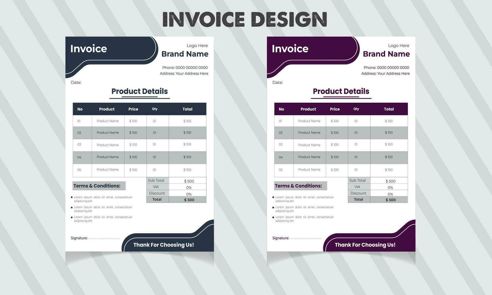 profesional y moderno factura modelo vector