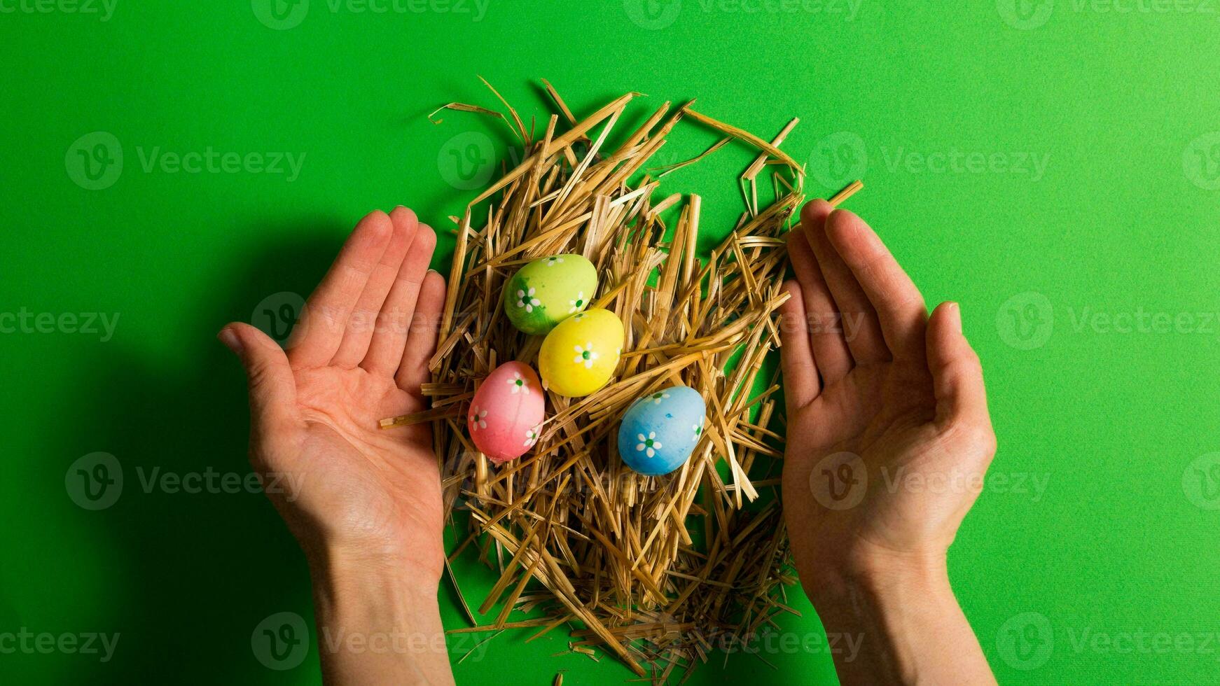 Colourful Easter Eggs. Vibrant, Festive Holiday Decorations Symbolizing Spring Celebration and Traditional Ornate Designs photo