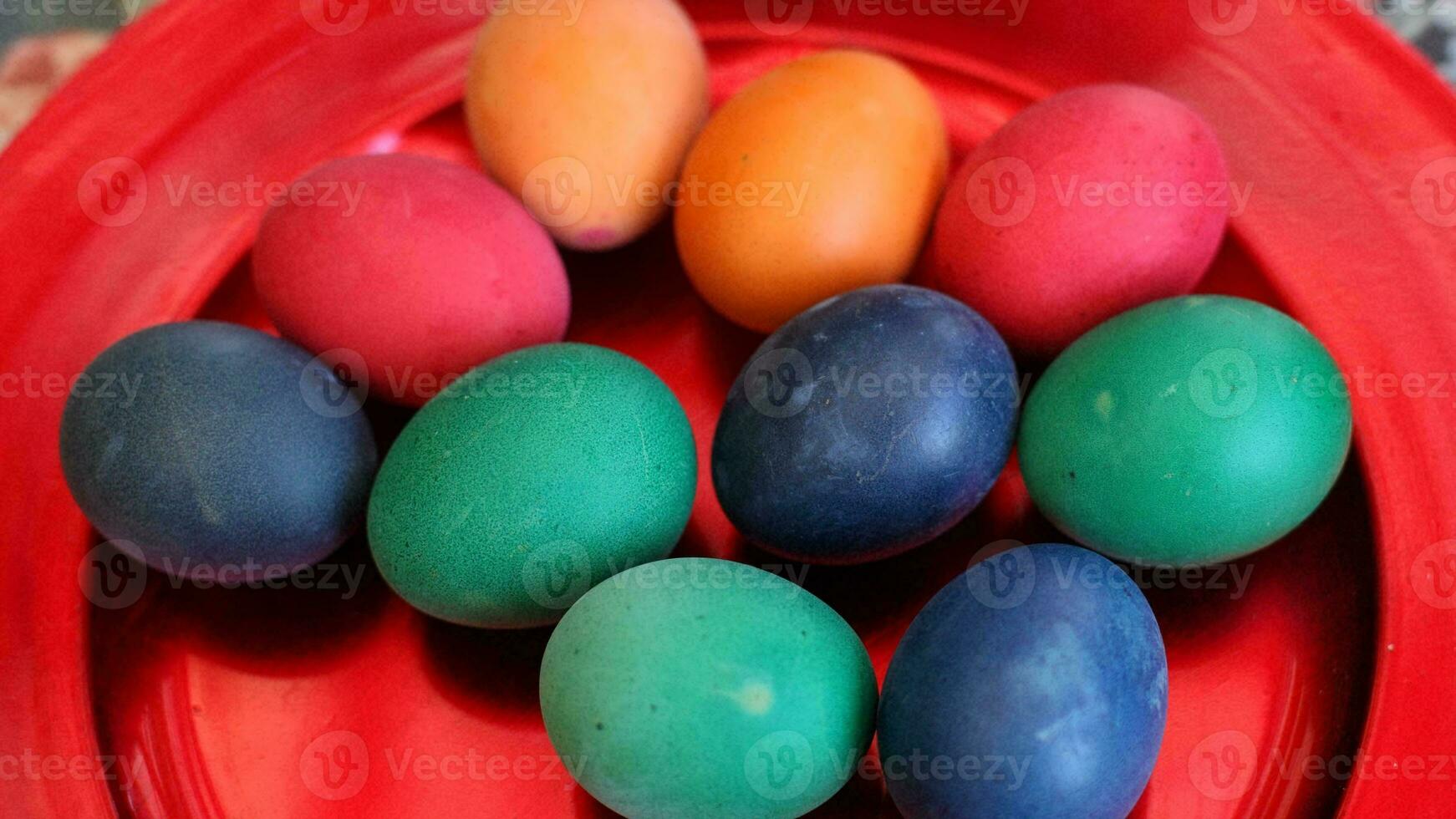 Colourful Easter Eggs. Vibrant, Festive Holiday Decorations Symbolizing Spring Celebration and Traditional Ornate Designs photo