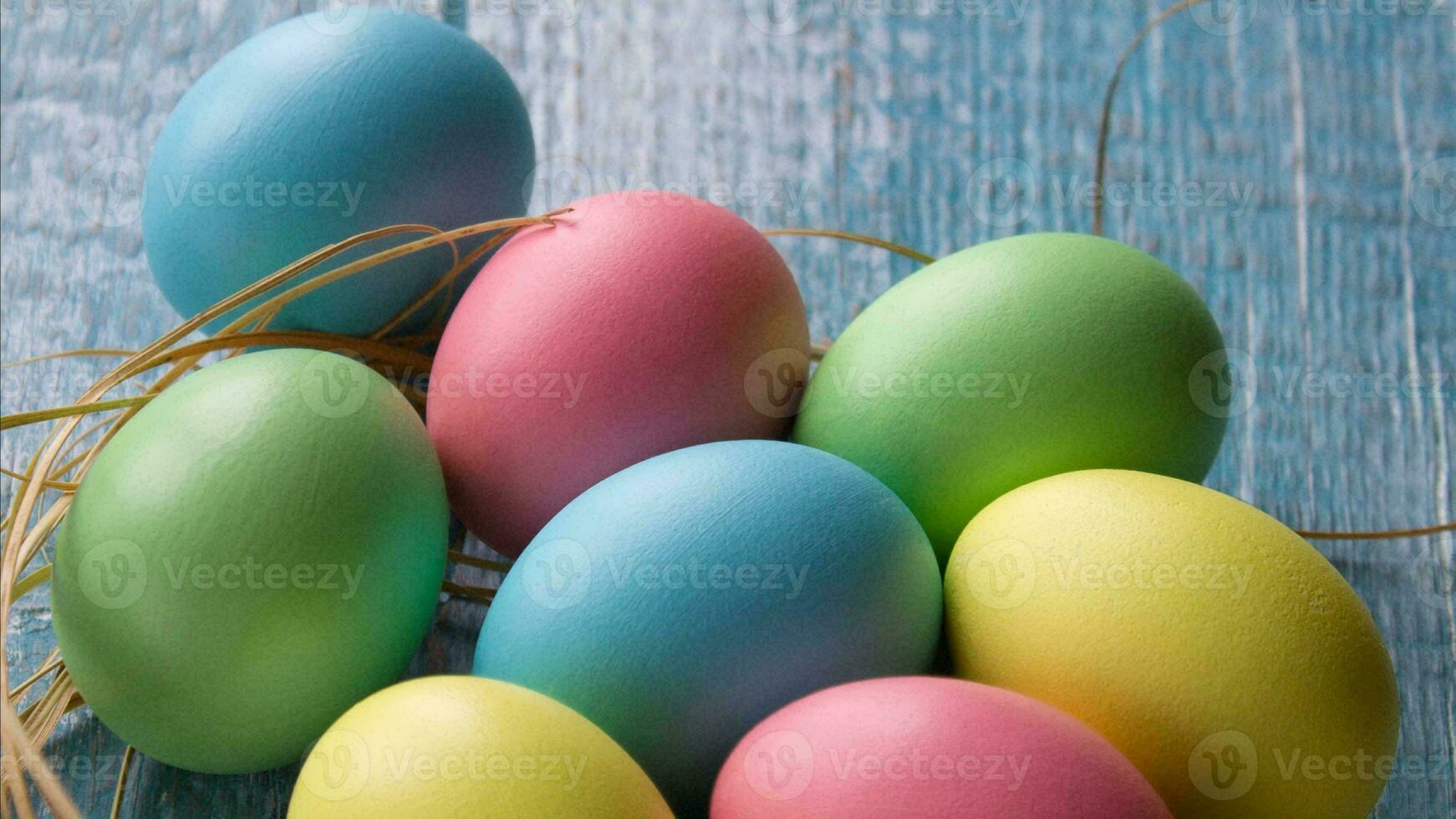 Colourful Easter Eggs. Vibrant, Festive Holiday Decorations Symbolizing Spring Celebration and Traditional Ornate Designs photo