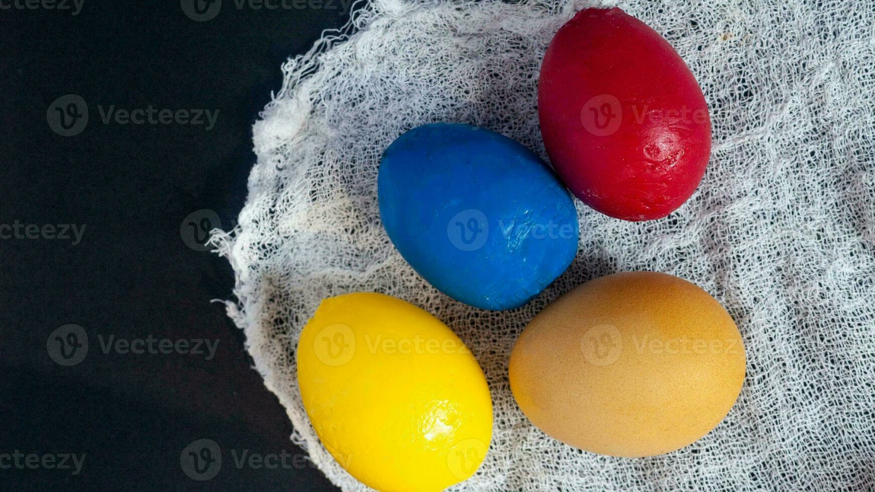 Colourful Easter Eggs. Vibrant, Festive Holiday Decorations Symbolizing Spring Celebration and Traditional Ornate Designs photo