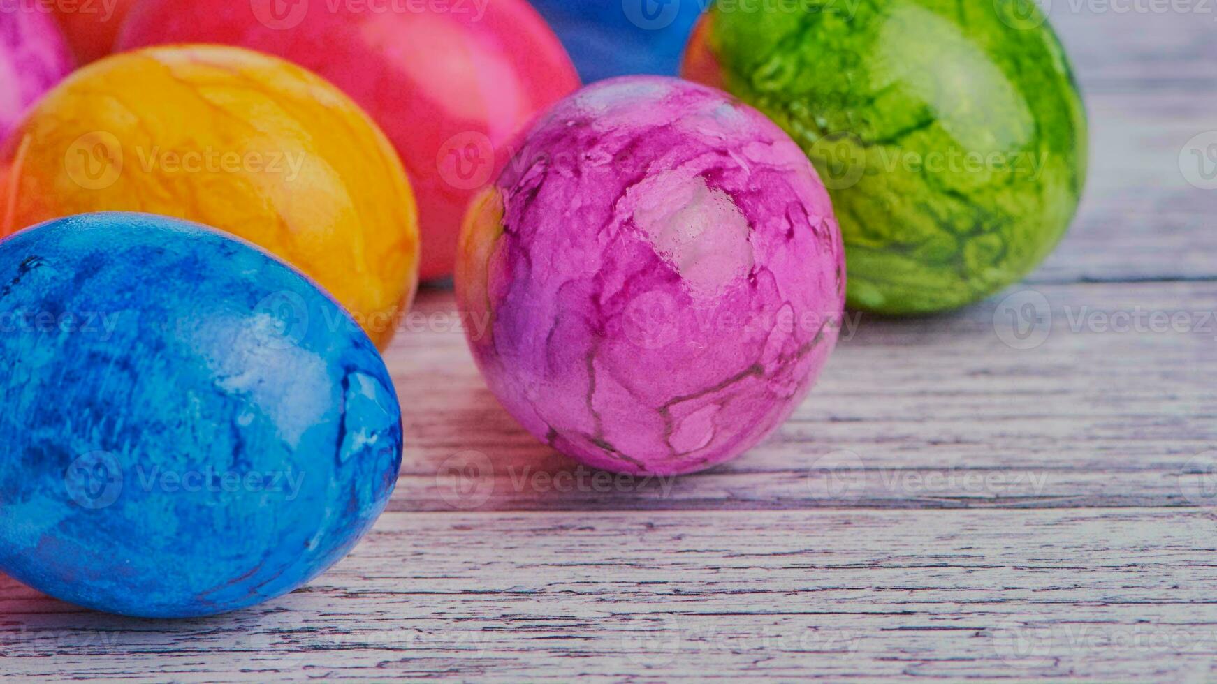 Colourful Easter Eggs. Vibrant, Festive Holiday Decorations Symbolizing Spring Celebration and Traditional Ornate Designs photo