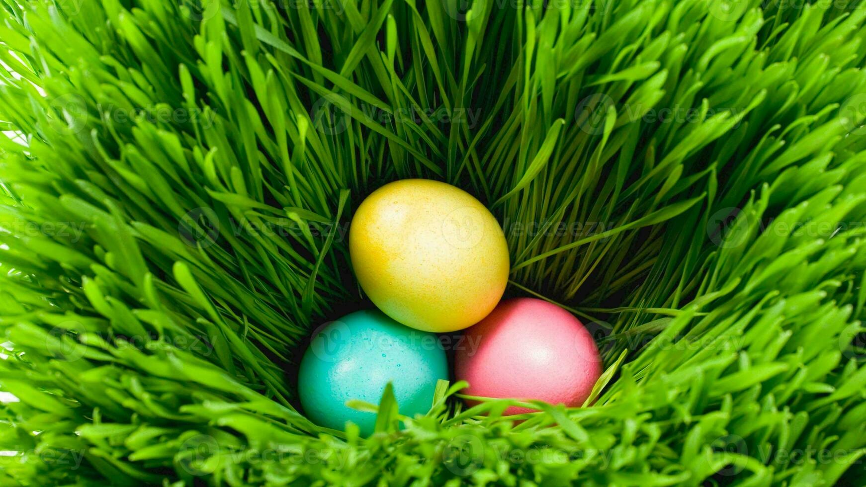 Colourful Easter Eggs. Vibrant, Festive Holiday Decorations Symbolizing Spring Celebration and Traditional Ornate Designs photo