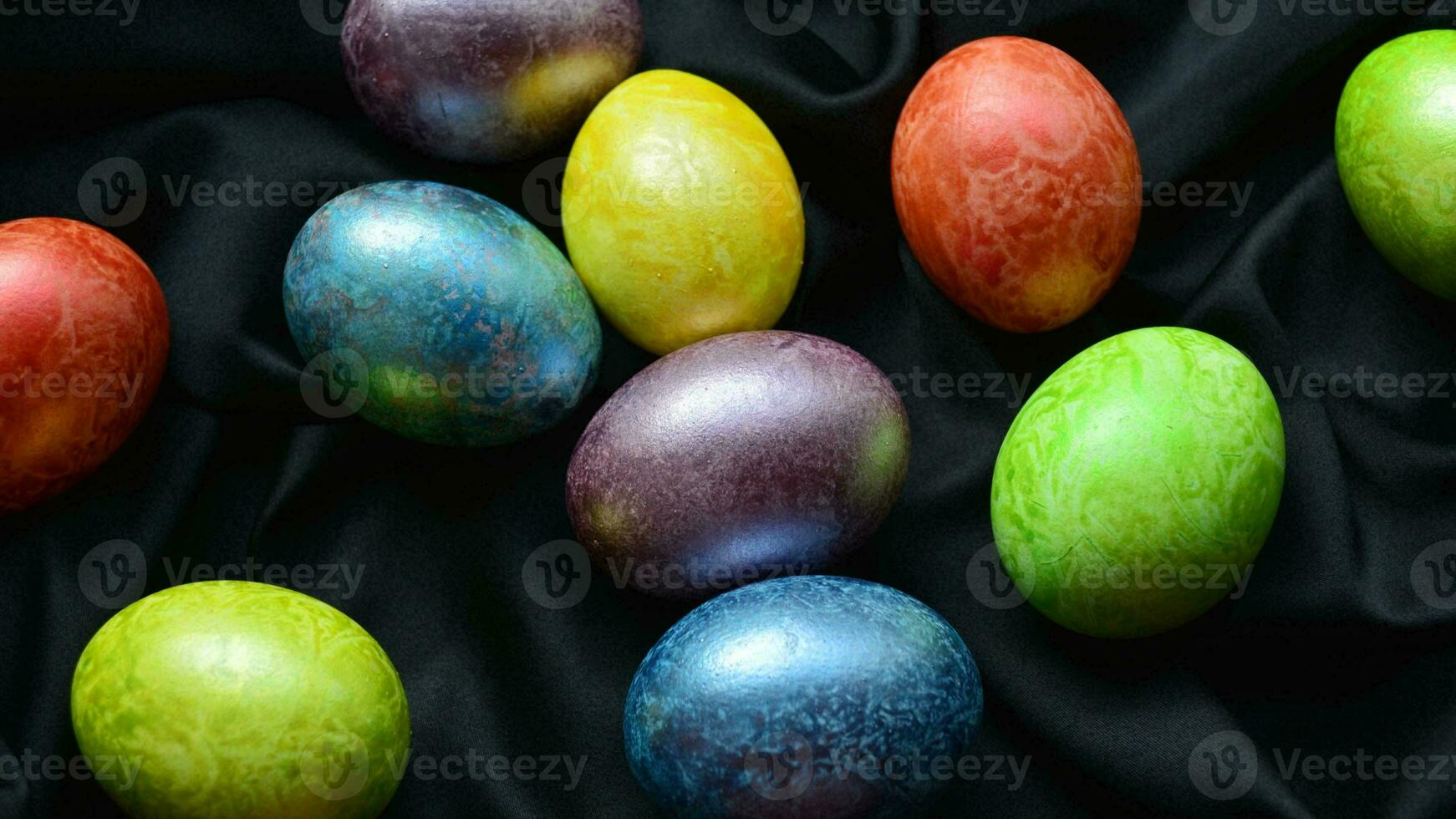 Colourful Easter Eggs. Vibrant, Festive Holiday Decorations Symbolizing Spring Celebration and Traditional Ornate Designs photo