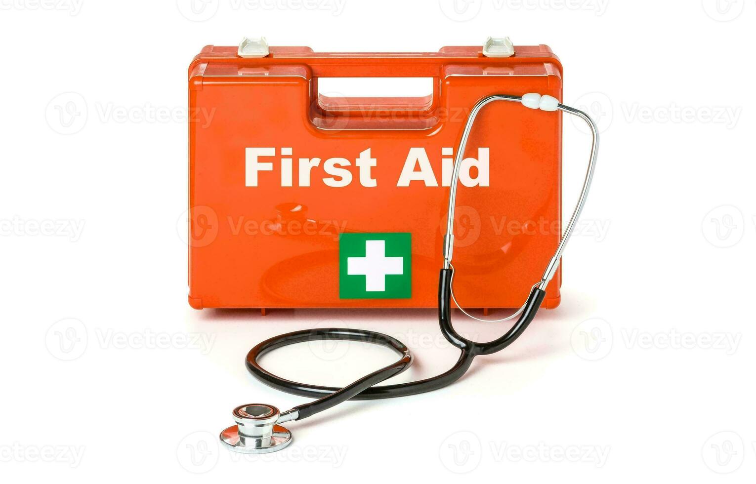 Emergency First Aid Kit, Medical Emergency Supplies for Health Care and Safety, Isolated for Rescue and Treatment Support photo