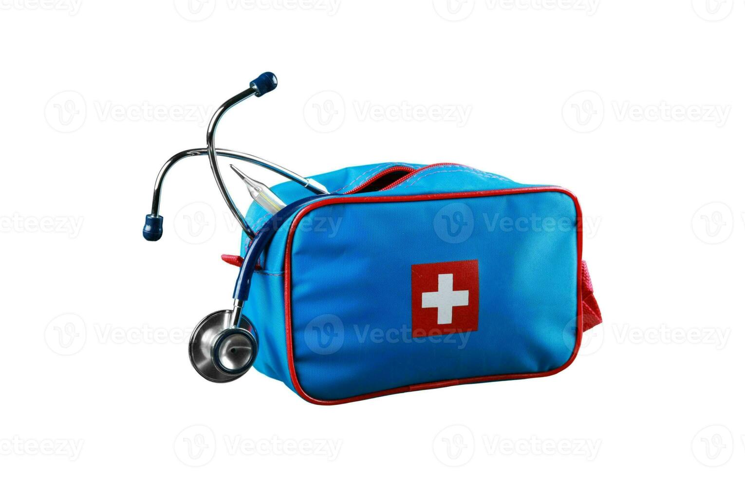 Emergency First Aid Kit, Medical Emergency Supplies for Health Care and Safety, Isolated for Rescue and Treatment Support photo