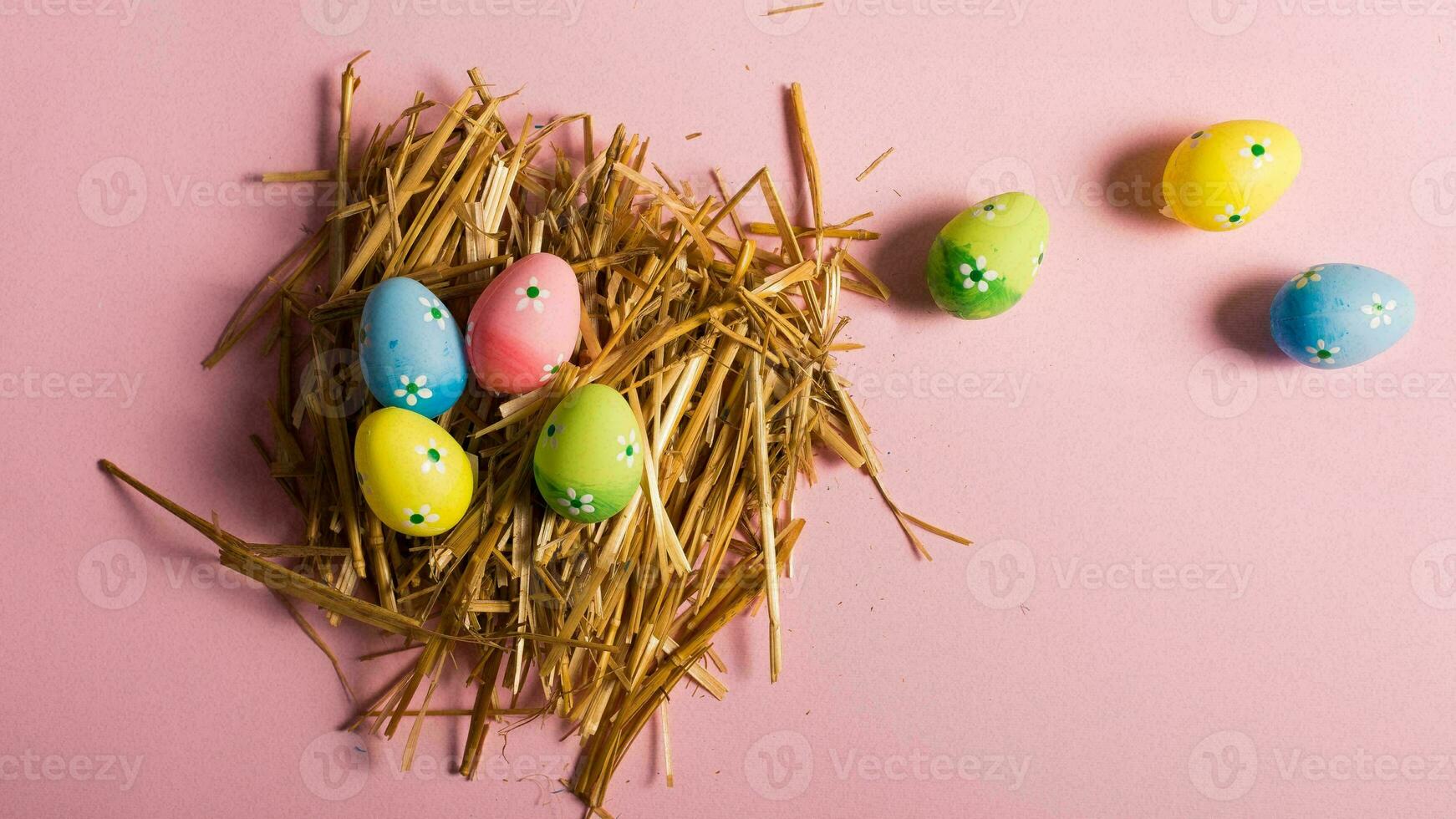 Colourful Easter Eggs. Vibrant, Festive Holiday Decorations Symbolizing Spring Celebration and Traditional Ornate Designs photo