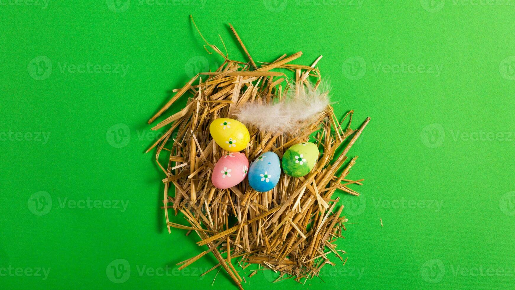 Colourful Easter Eggs. Vibrant, Festive Holiday Decorations Symbolizing Spring Celebration and Traditional Ornate Designs photo