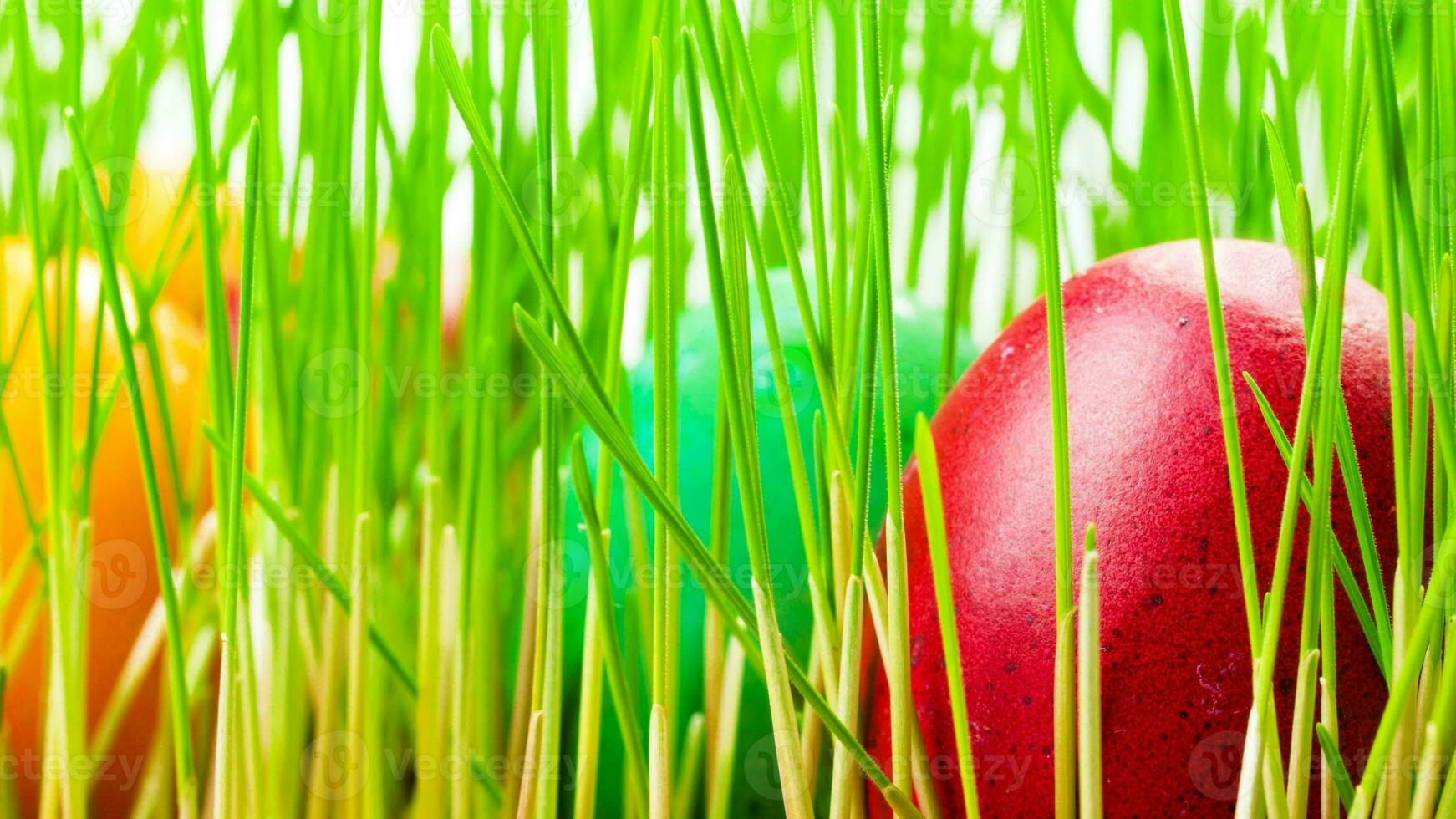 vistoso Pascua de Resurrección huevos. vibrante, festivo fiesta decoraciones simbolizando primavera celebracion y tradicional florido diseños foto