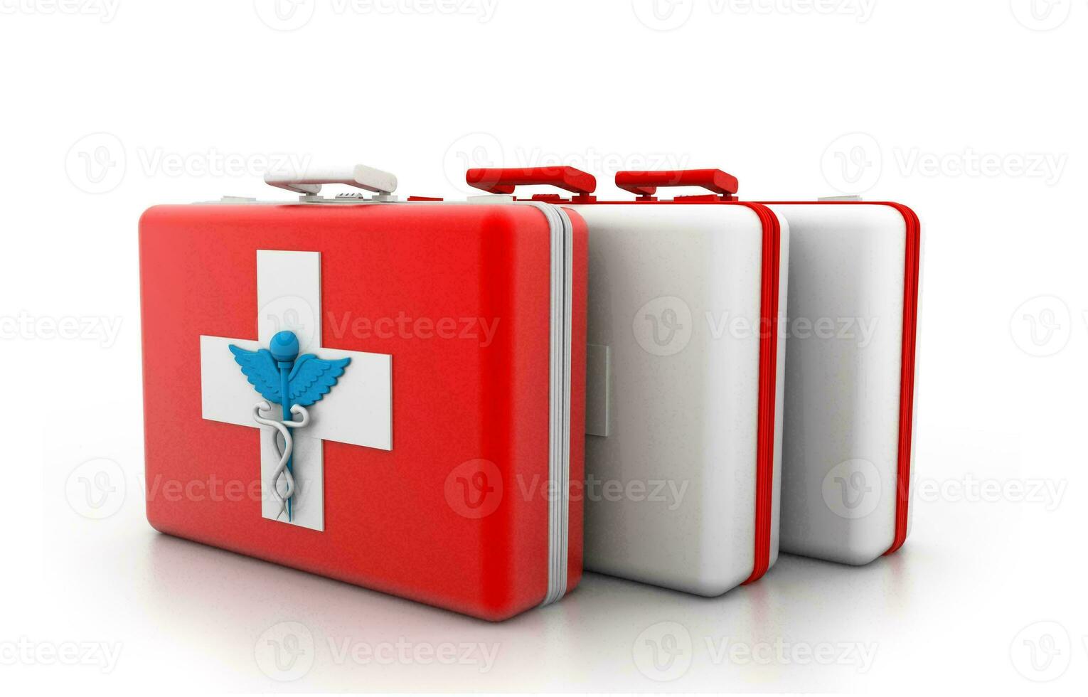 Emergency First Aid Kit, Medical Emergency Supplies for Health Care and Safety, Concept for Rescue and Treatment Support photo