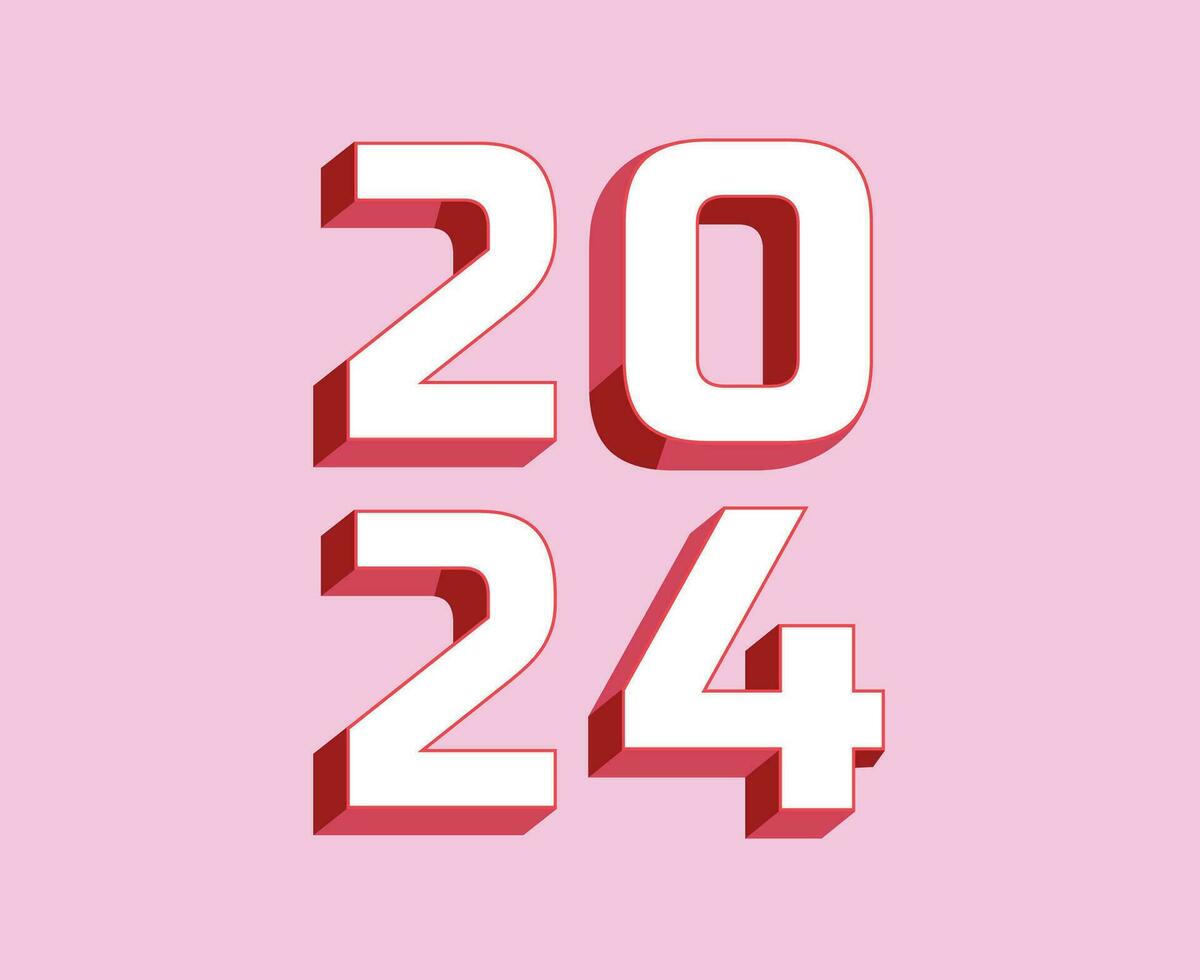 2024 Happy New Year Holiday Pink Abstract Graphic Design Vector Logo Symbol Illustration