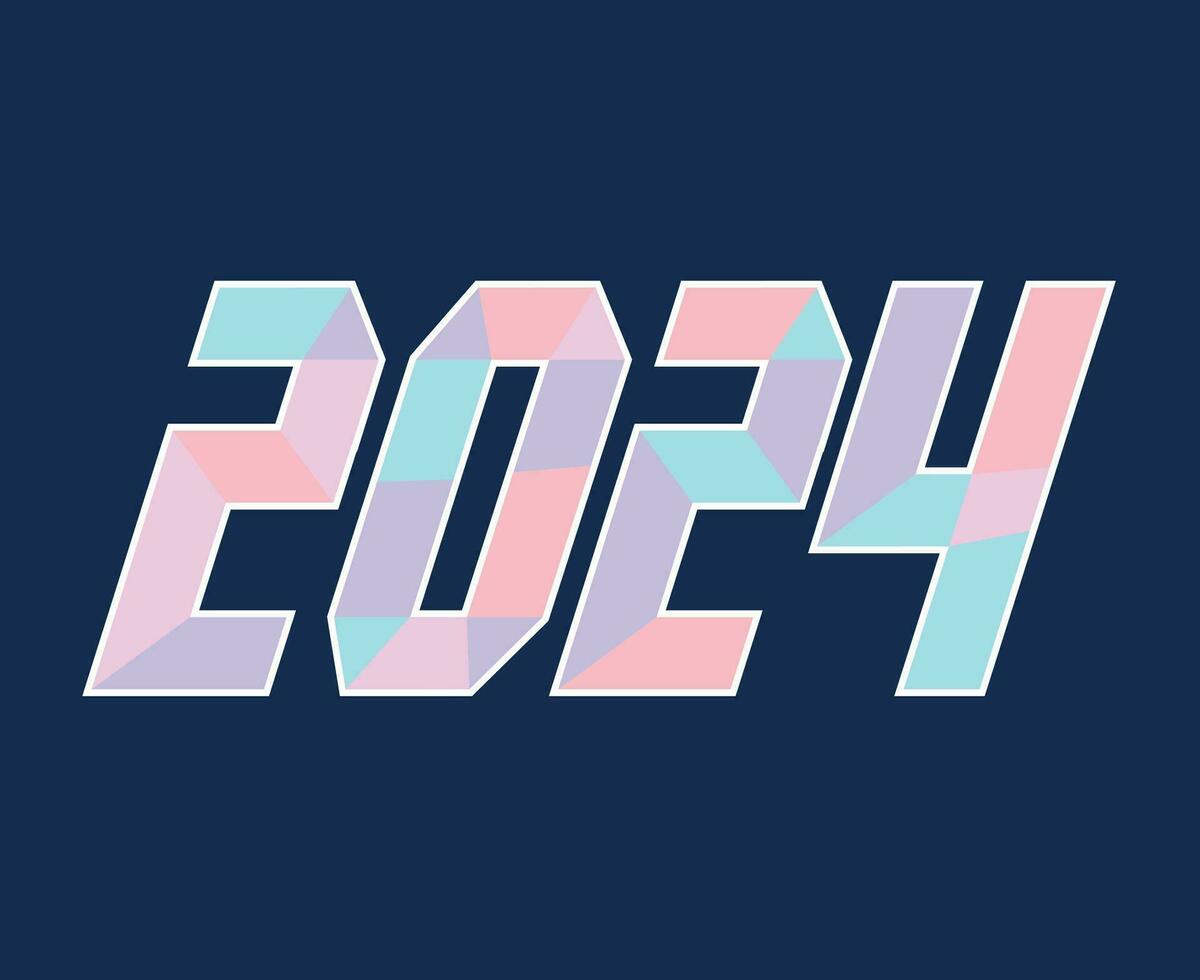 2024 Happy New Year Holiday Abstract Graphic Design Vector Logo Symbol Illustration With Blue Background