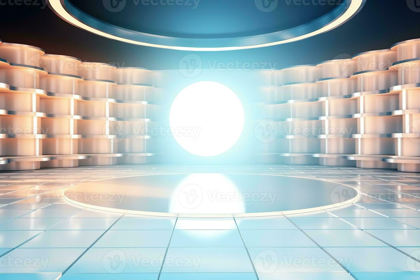 futuristic and clean stage blank center background photo