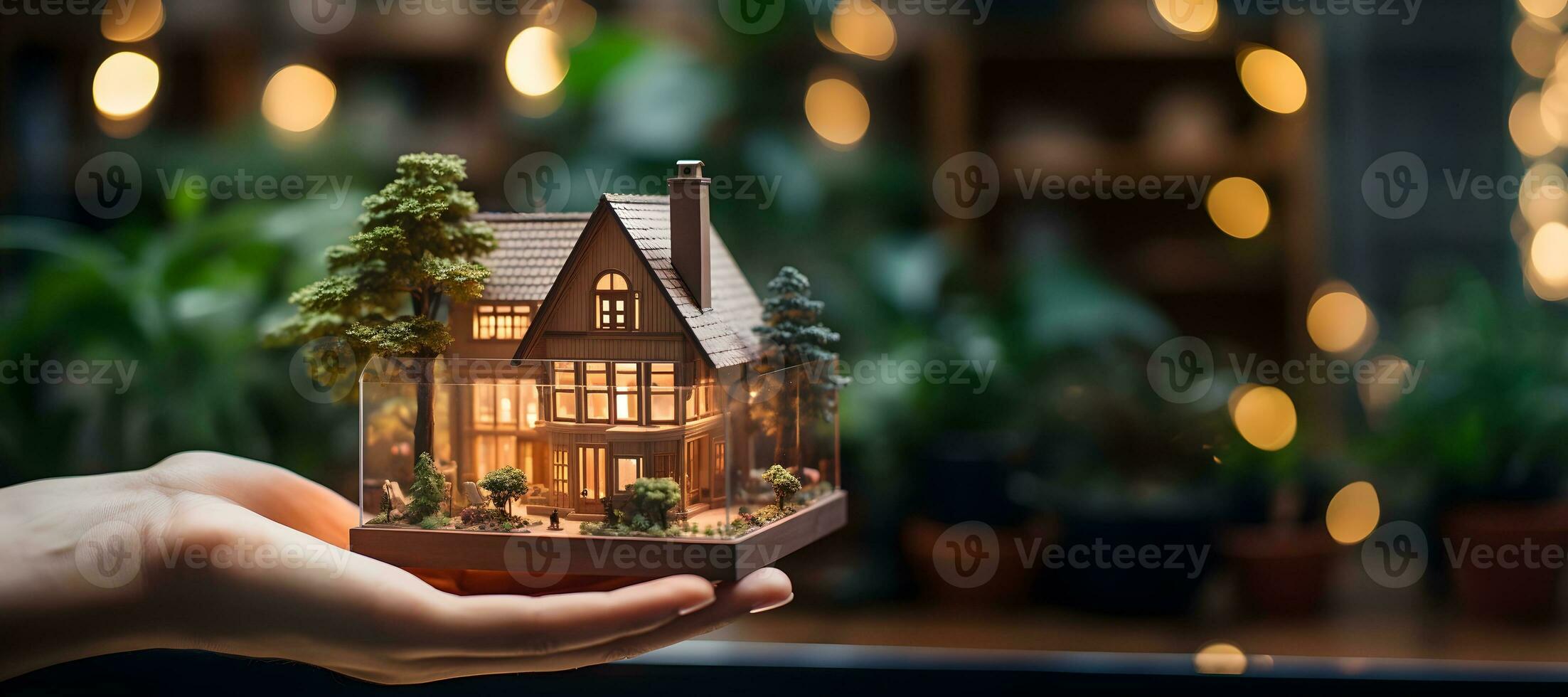 a person holding a miniature house in their hand. ai generative photo
