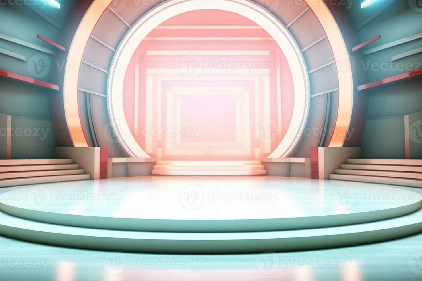 futuristic and clean stage blank center background photo
