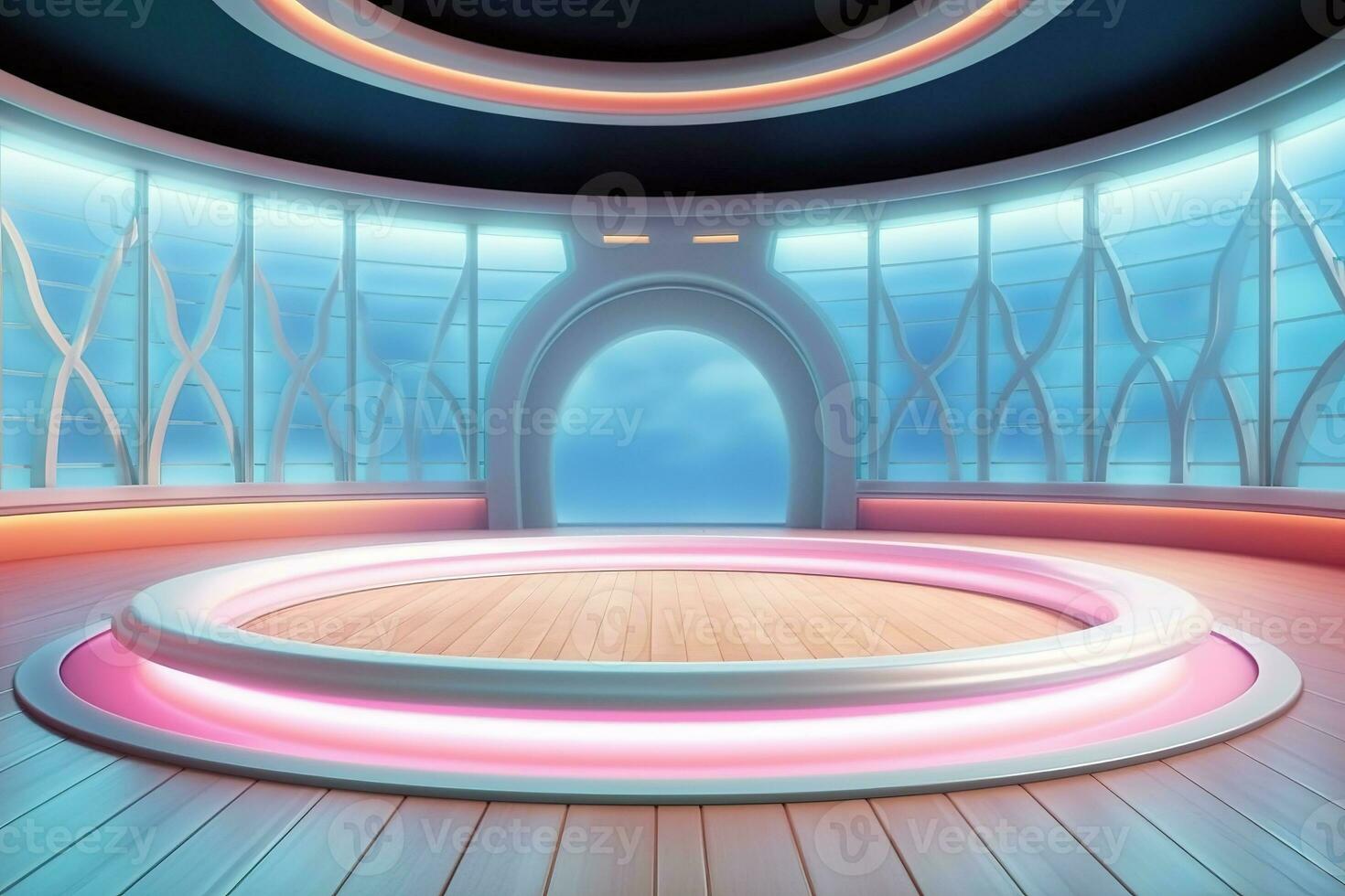 futuristic and clean stage blank center background photo