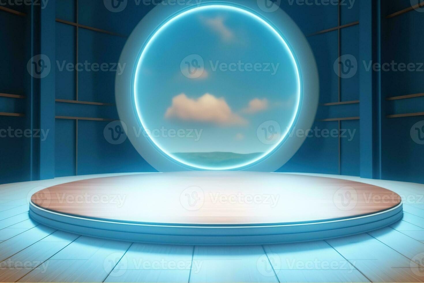 futuristic and clean stage blank center background photo