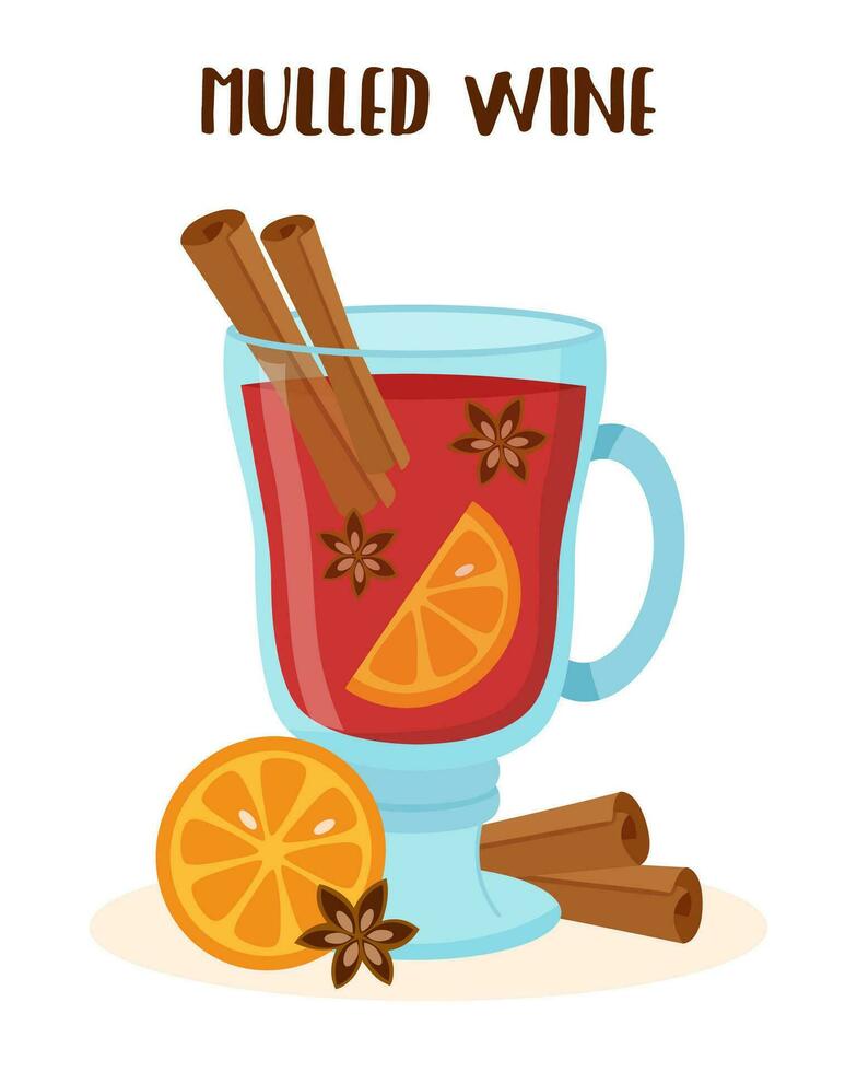 Mulled wine glass vector