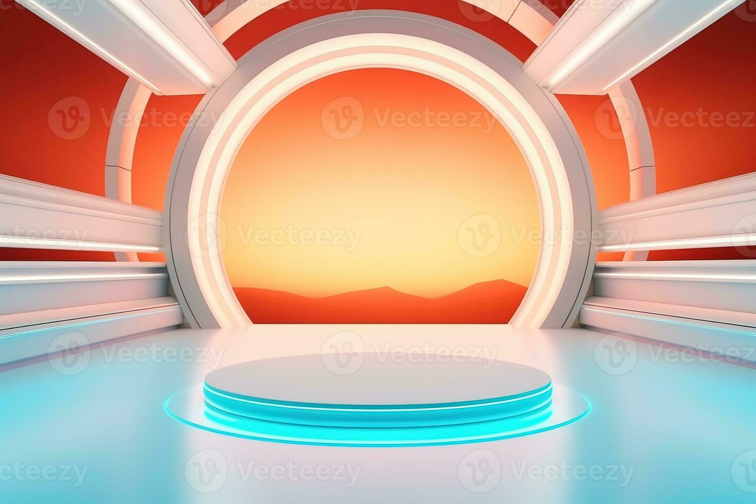 futuristic and clean stage blank center background photo