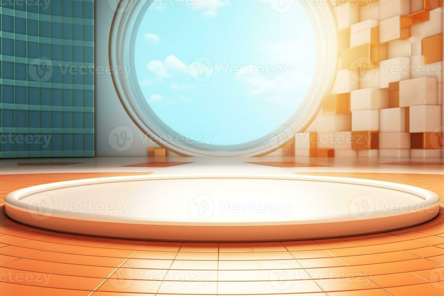 futuristic and clean stage blank center background photo