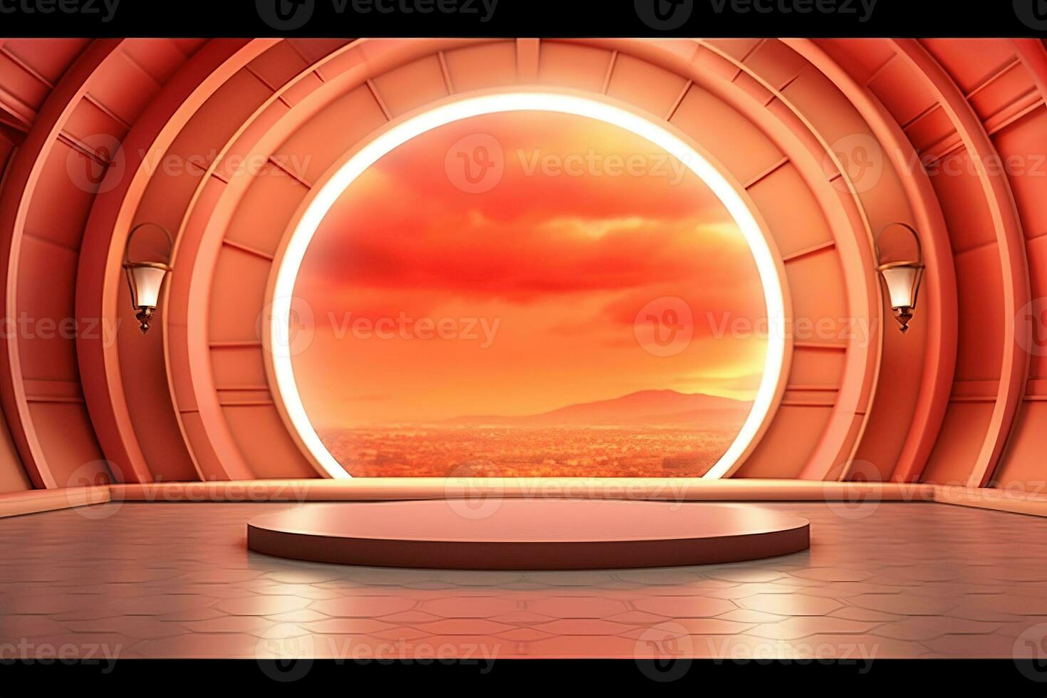 futuristic and clean stage blank center background photo