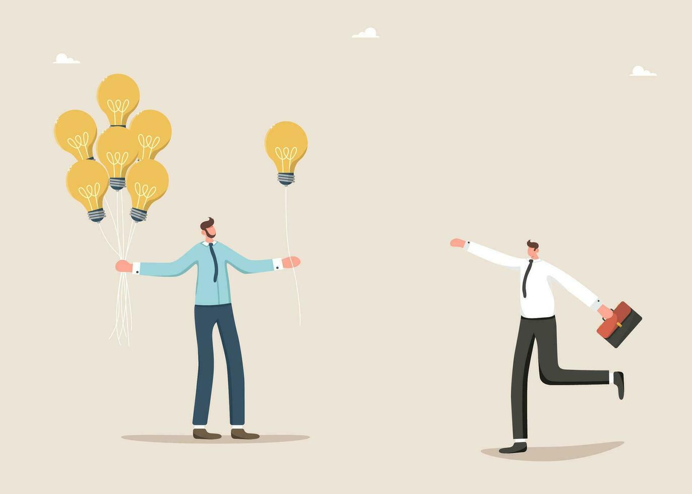 Leader gives employee light bulb ballon vector