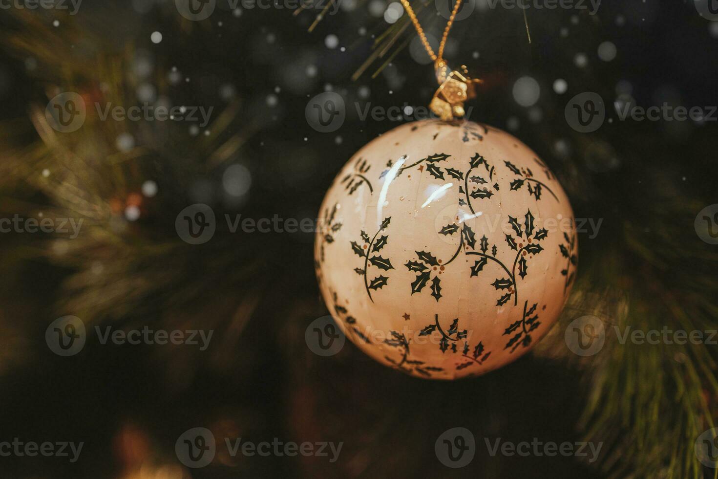 beautiful christmas decorations  baubles on the christmas tree photo
