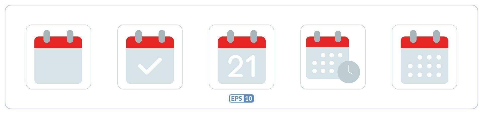 Calendar color flat icon set vector