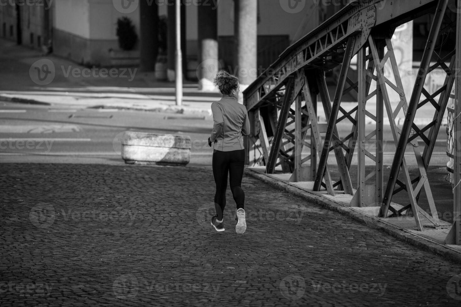 Woman exercising - black and white photo