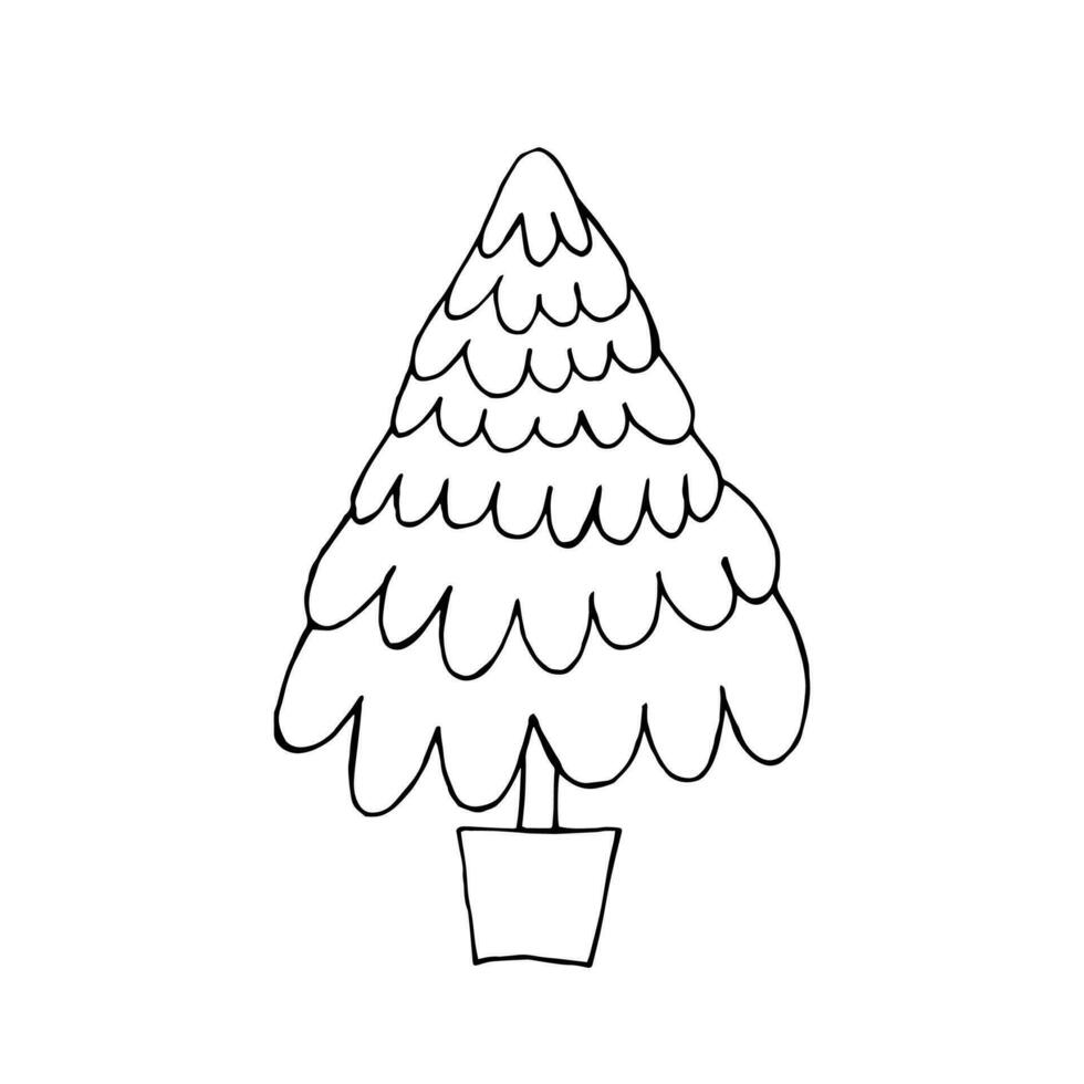 doodle de árbol de navidad vector