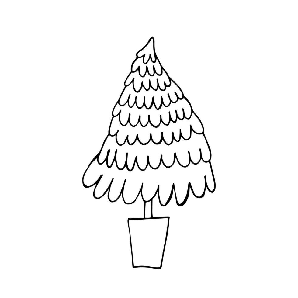 Christmas tree doodle vector